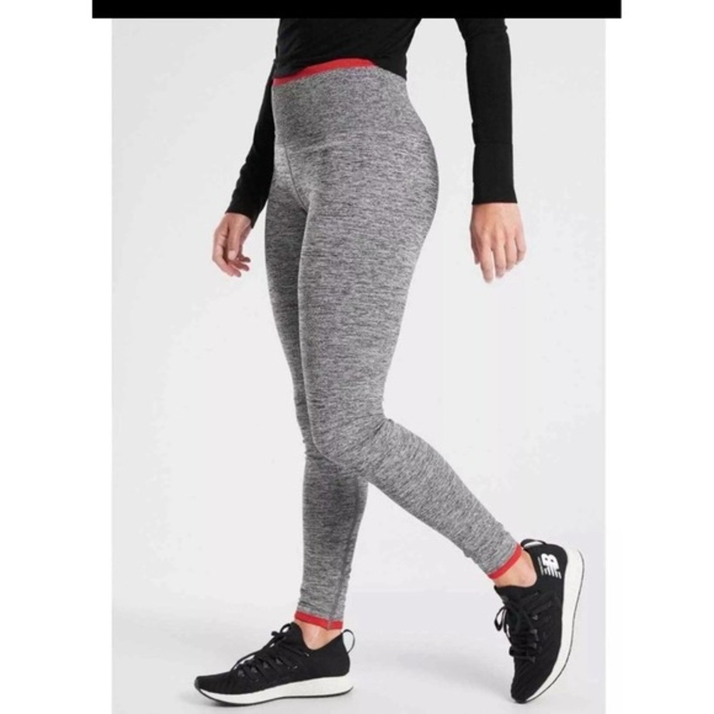 ATHLETA Andes‎ High Rise Gray Red Seamless Tight Legging Women Size Medium